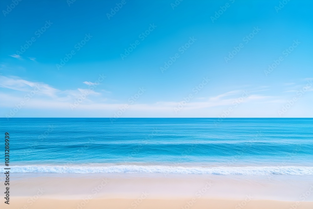 Obraz premium Stunning Coastal Seascape with Turquoise Ocean and Bright Blue Sky on Sunny Vacation Day