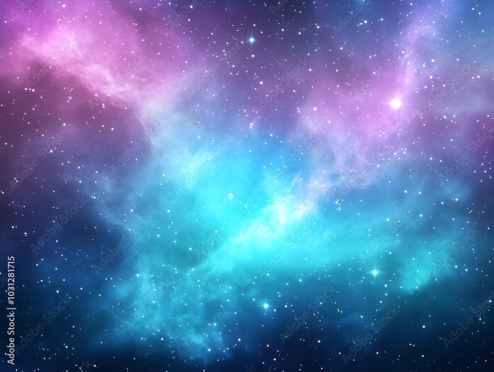 Mesmerizing Cosmic Nebula with Shimmering Iridescent Mist in Blended Teal and Magenta Hues Mesmerizing Cosmic Nebula with Shimmering Iridescent Mist in Blended Teal and Magenta Hues