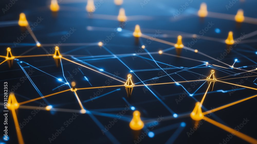 Abstract business connection of lines from nodes It is connected to endless nodes and represents the innovation of communication in the network Abstract business connection of lines from nodes It is connected to endless nodes and represents the innovation of communication in the network