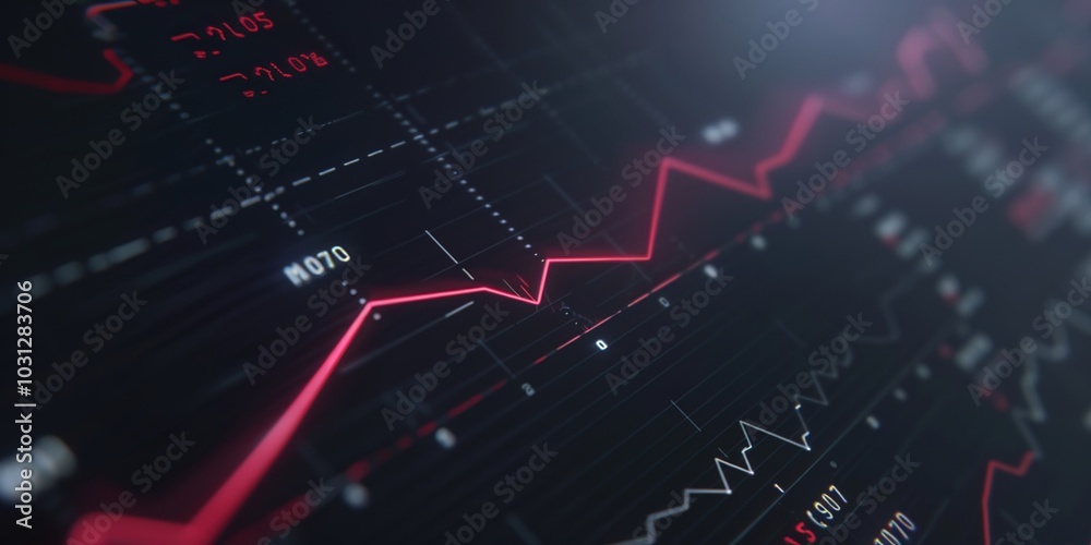 Close-up of a digital screen showing a line graph with both upward, downward trends. medical research,diagnosis, treatment, cure,hope, optimism, challenge, struggle,cancer research,setbacks