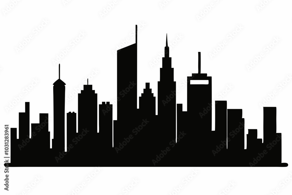 Chicago City Skyline Silhouette, City buildings black Silhouette vector
Chicago City Skyline Silhouette, City buildings black Silhouette vector