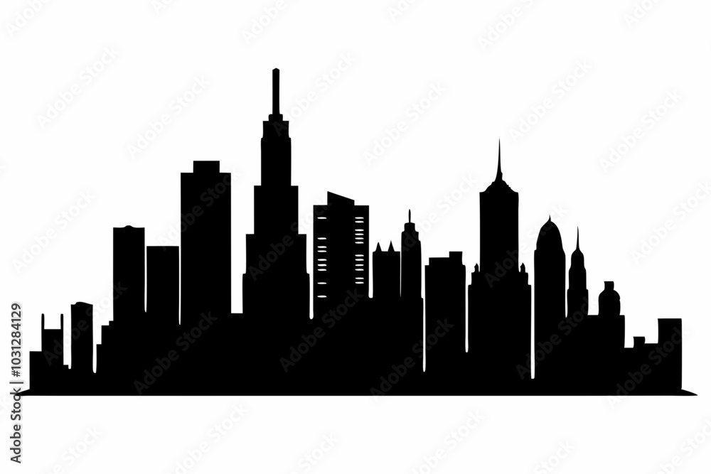 Chicago City Skyline Silhouette, City buildings black Silhouette vector
Chicago City Skyline Silhouette, City buildings black Silhouette vector