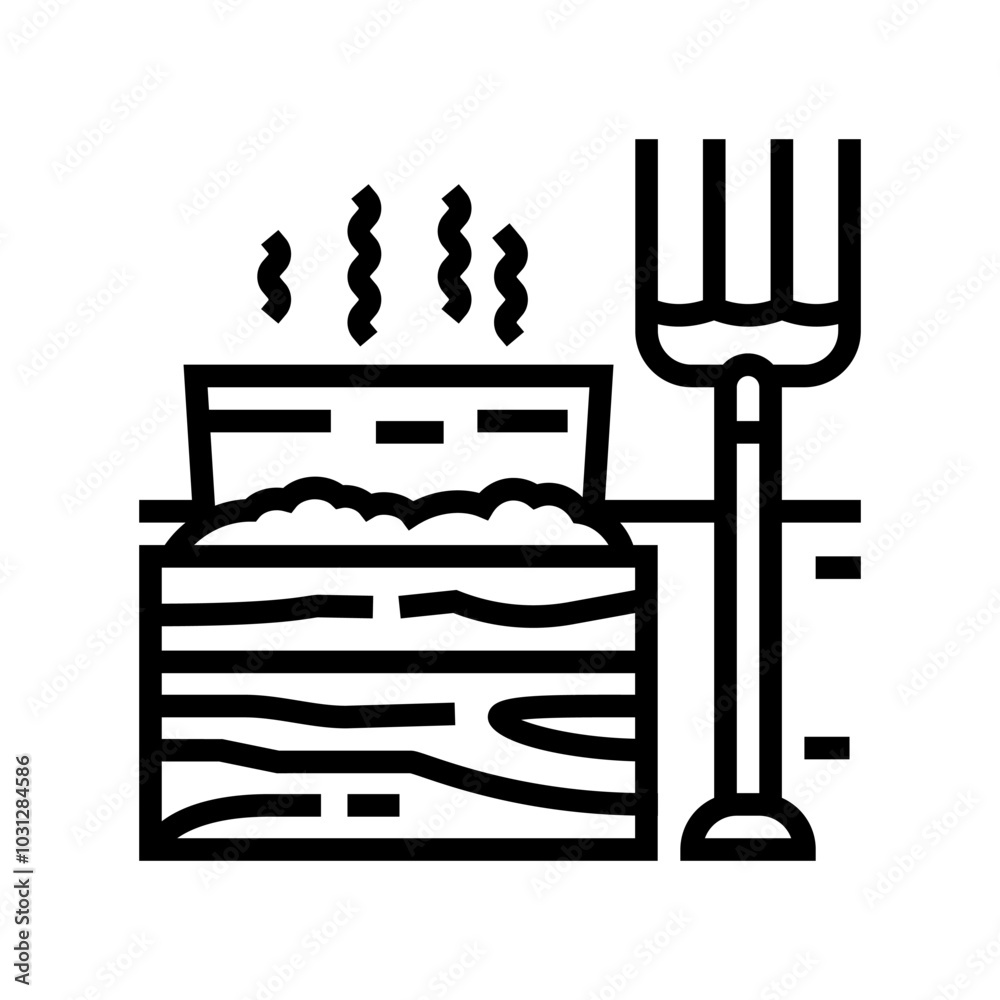 composting garden maintenance line icon vector. composting garden maintenance sign. isolated contour symbol black illustration composting garden maintenance line icon vector. composting garden maintenance sign. isolated contour symbol black illustration