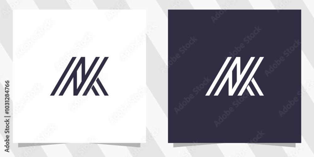 letter nk kn logo design