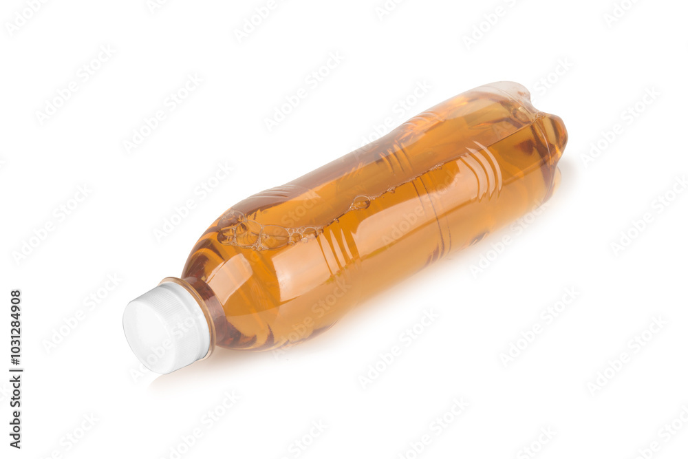 plastic bottle isolated on white background, water yellow plastic bottle isolated on white background, water yellow