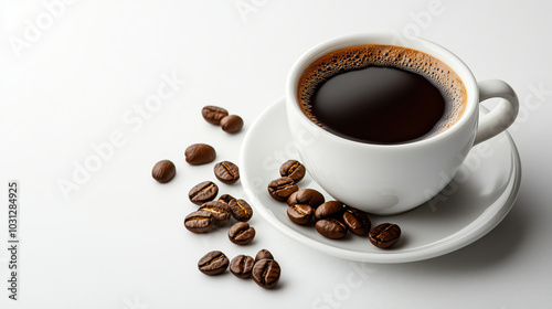 Black Coffee isolated on white background.