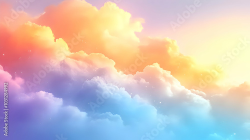 Soft, colorful clouds in a ...