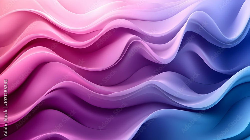Fototapeta premium Abstract waves in pink and blue hues create a fluid design.