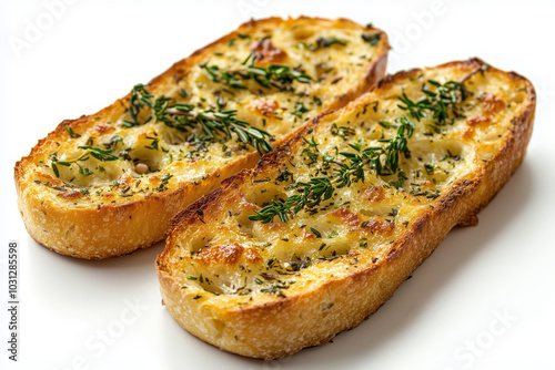 Garlic bread isolated on white background.