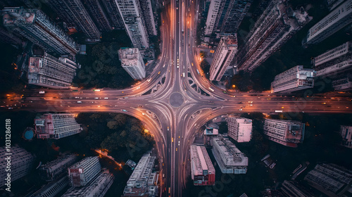 Aerial view of a busy urban...