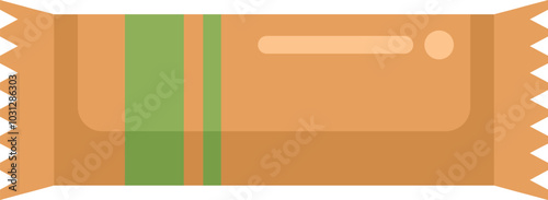 Protein bar is lying flat on a white background, with a green label, perfect for healthy lifestyle or fitness concepts