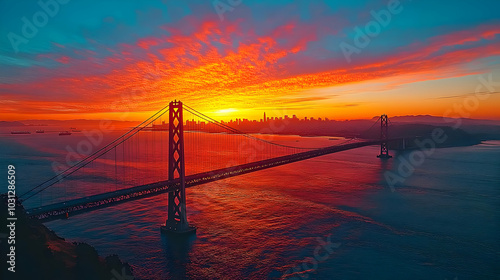 A stunning sunset over a br...
