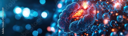 Digital display of thyroid and pituitary glands, representing how hormone imbalances are linked to metabolism photo