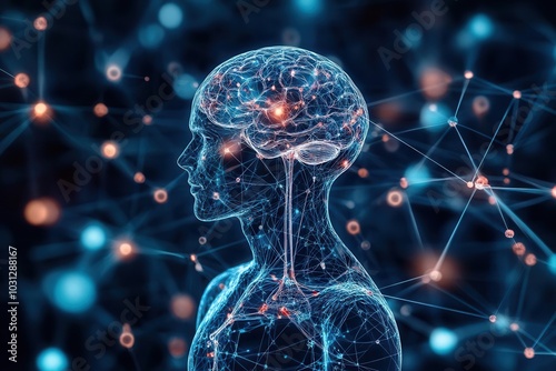 Hormonal imbalance concept shown through a brain and body connection, visualizing mood and cognitive effects photo