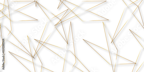 Abstract background with liens and triangles shape on white background. White and golden geometric overlapping rectangle pattern Geometric background soft shadows as patten ..White polygon textured .