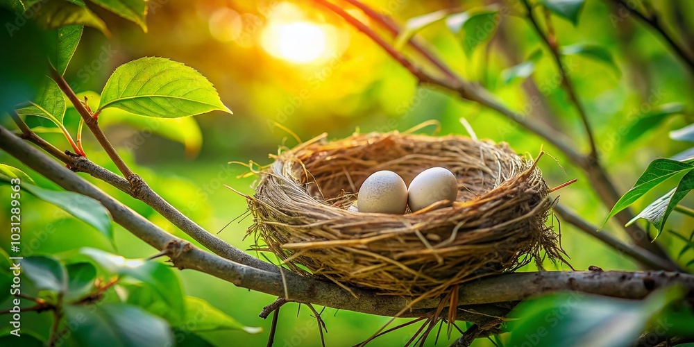 Candid Photography of Dove Nest with Unhatched Eggs in Natural Habitat Candid Photography of Dove Nest with Unhatched Eggs in Natural Habitat