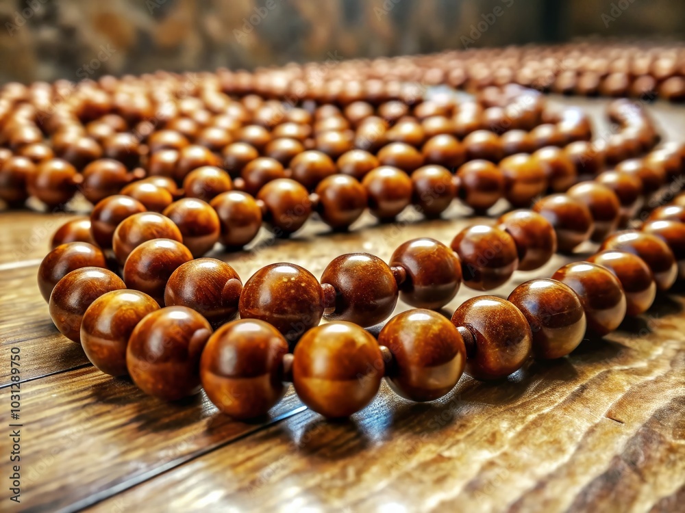 Candid Shot of Brown Beads Rolling on Stone-Like Floor Texture for Decorative Elements Candid Shot of Brown Beads Rolling on Stone-Like Floor Texture for Decorative Elements