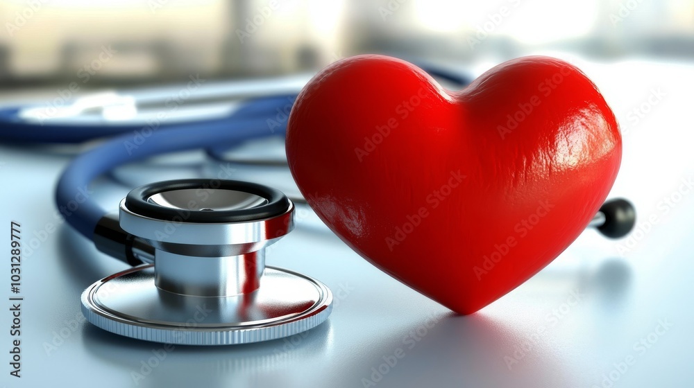 Heart and a stethoscope on a white background Heart and a stethoscope on a white background