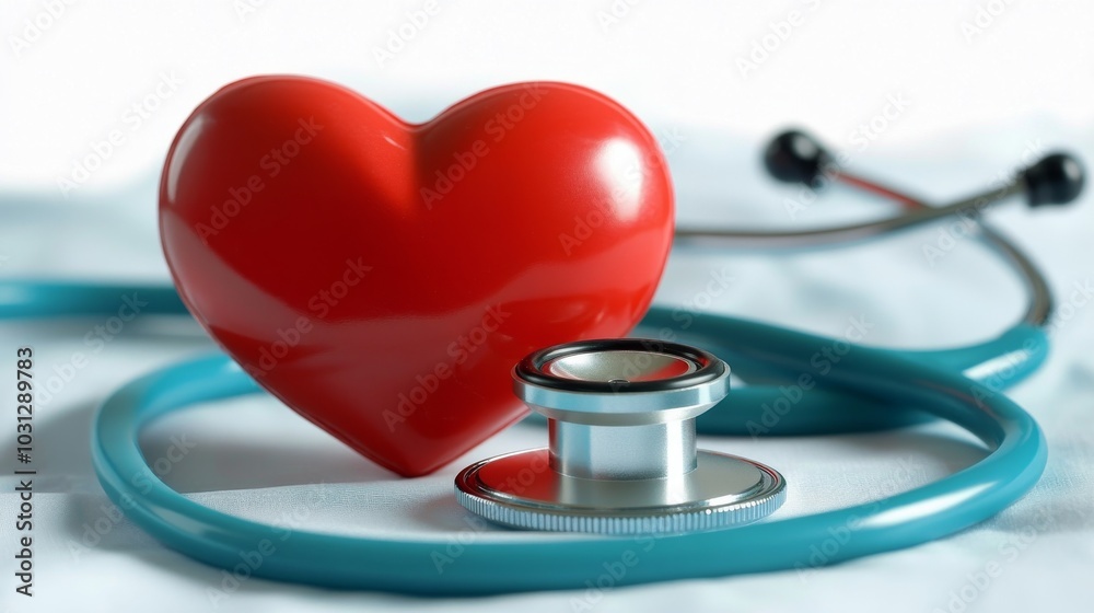 Heart and a stethoscope on a white background Heart and a stethoscope on a white background