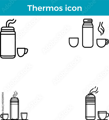 thermos icon vector insulated bottle travel flask coffee tea hot cold drink