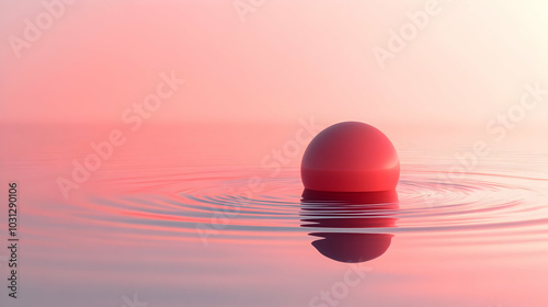 A serene pink landscape wit...