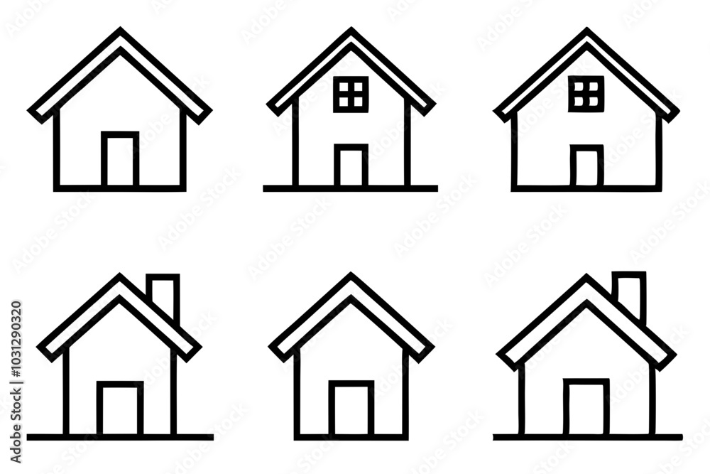House Outline Vector Set, Home icon vector bundle, House symbol. Vector illustration	
