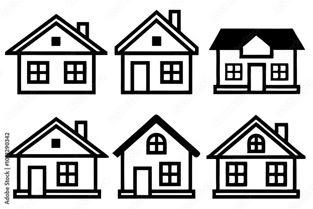 House Outline Vector Set, Home icon vector bundle, House symbol. Vector illustration
House Outline Vector Set, Home icon vector bundle, House symbol. Vector illustration