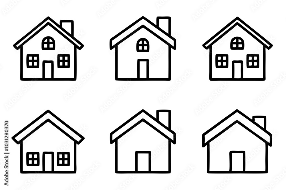 House Outline Vector Set, Home icon vector bundle, House symbol. Vector illustration
House Outline Vector Set, Home icon vector bundle, House symbol. Vector illustration