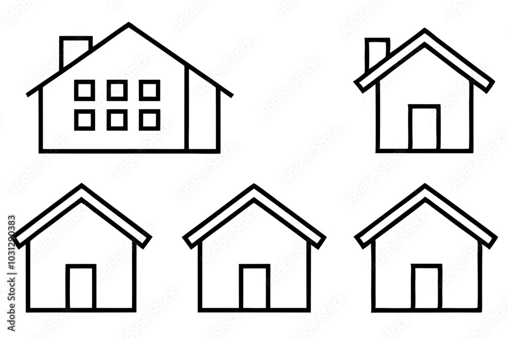 House Outline Vector Set, Home icon vector bundle, House symbol. Vector illustration
House Outline Vector Set, Home icon vector bundle, House symbol. Vector illustration