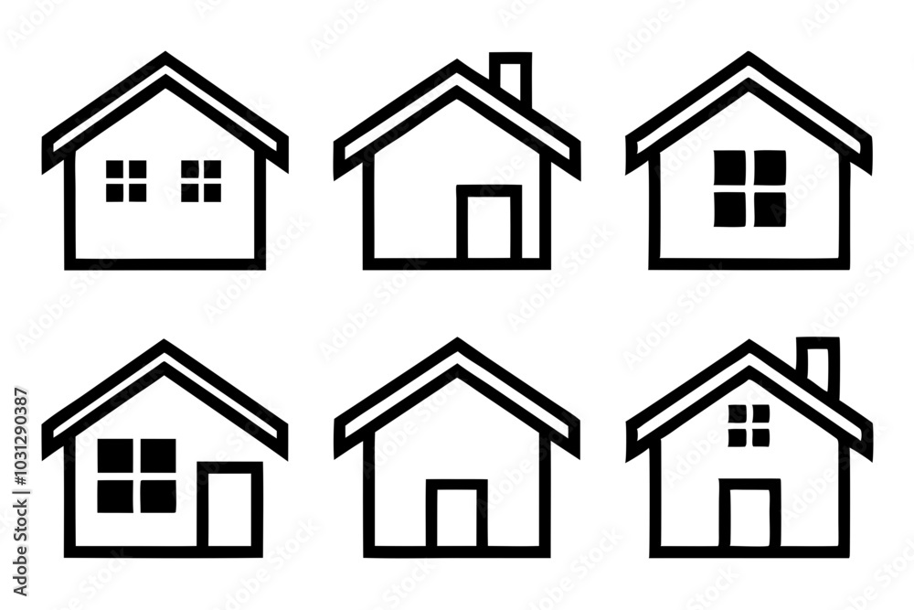 House Outline Vector Set, Home icon vector bundle, House symbol. Vector illustration
House Outline Vector Set, Home icon vector bundle, House symbol. Vector illustration