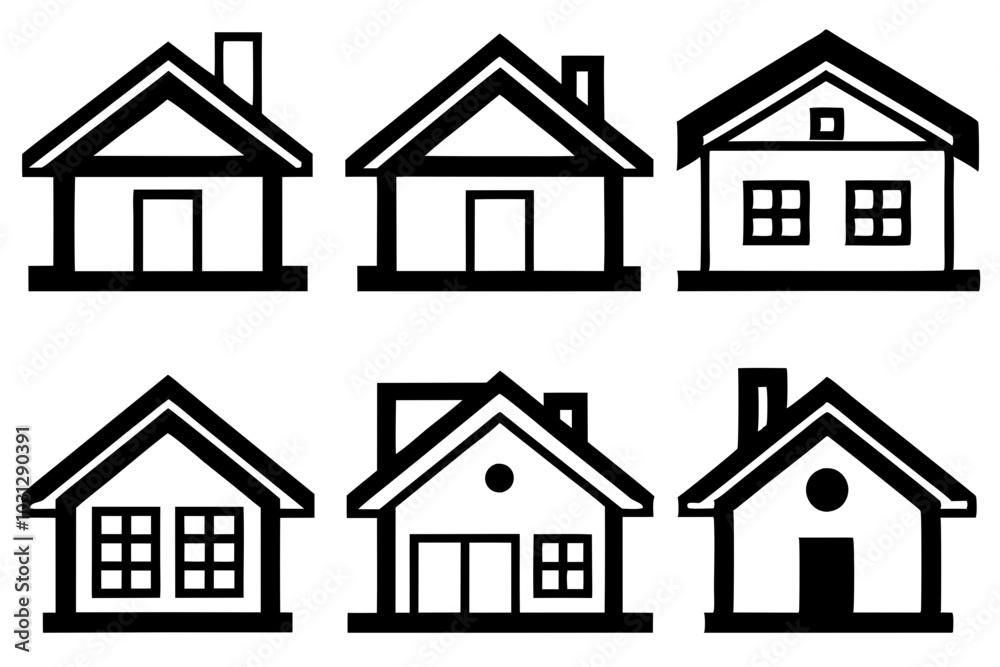 House Outline Vector Set, Home icon vector bundle, House symbol. Vector illustration
House Outline Vector Set, Home icon vector bundle, House symbol. Vector illustration