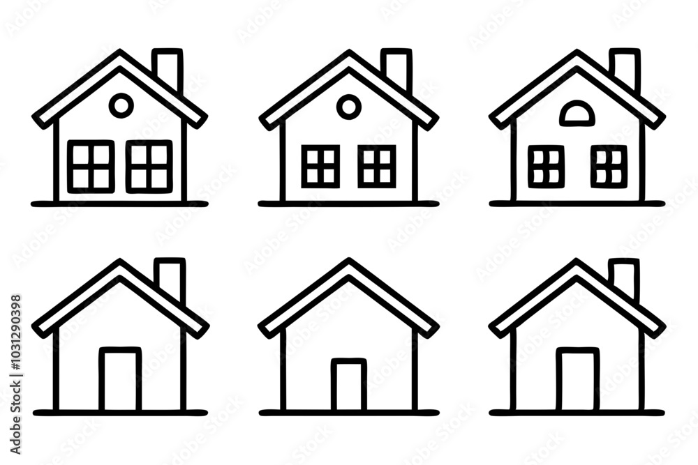 House Outline Vector Set, Home icon vector bundle, House symbol. Vector illustration
House Outline Vector Set, Home icon vector bundle, House symbol. Vector illustration