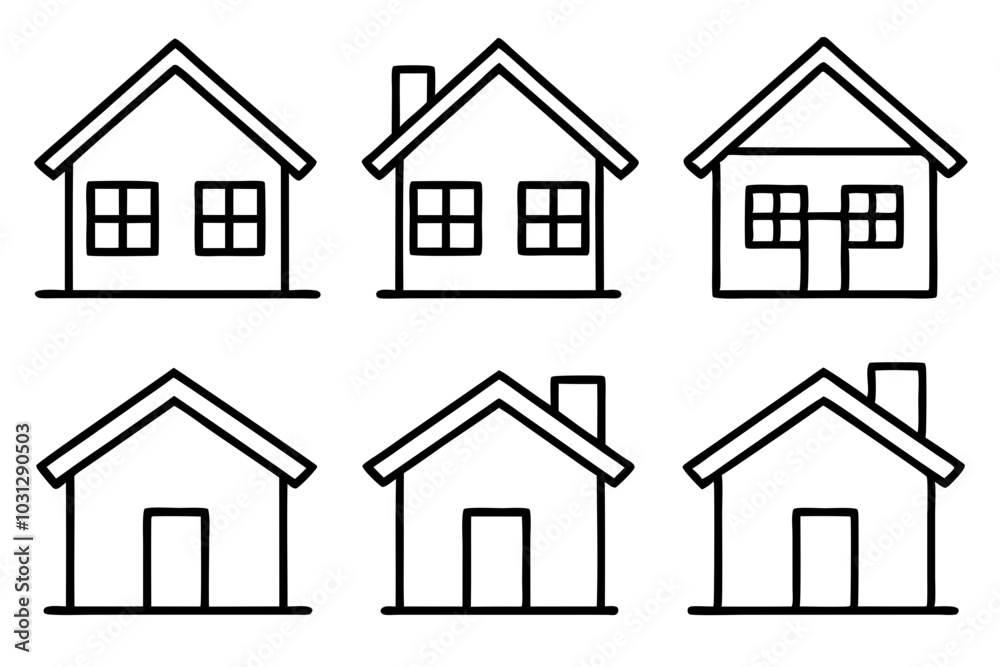 House Outline Vector Set, Home icon vector bundle, House symbol. Vector illustration
House Outline Vector Set, Home icon vector bundle, House symbol. Vector illustration