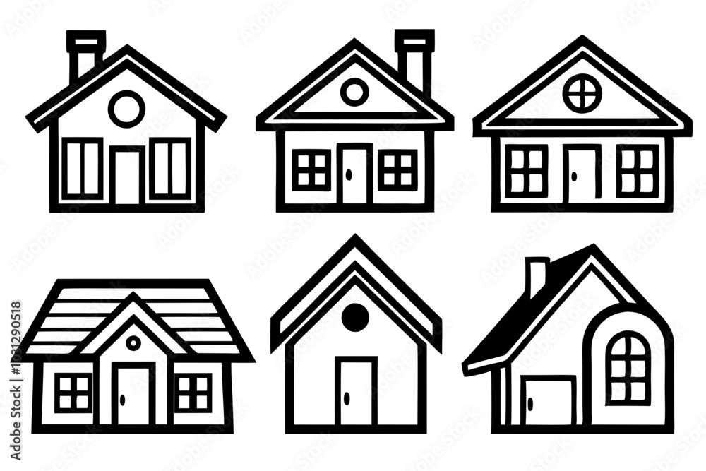 House Outline Vector Set, Home icon vector bundle, House symbol. Vector illustration
House Outline Vector Set, Home icon vector bundle, House symbol. Vector illustration