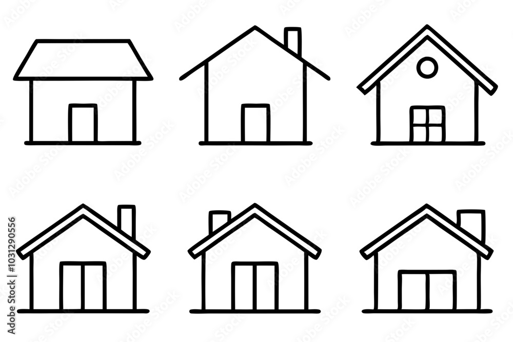 House Outline Vector Set, Home icon vector bundle, House symbol. Vector illustration
House Outline Vector Set, Home icon vector bundle, House symbol. Vector illustration