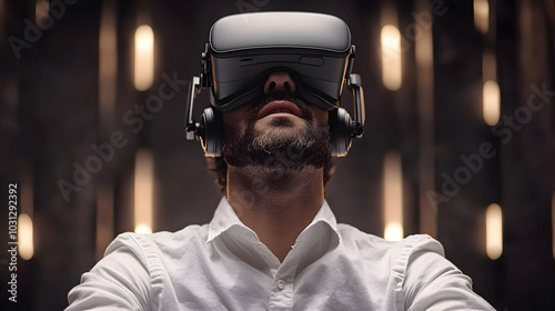 Person wearing a VR headset...