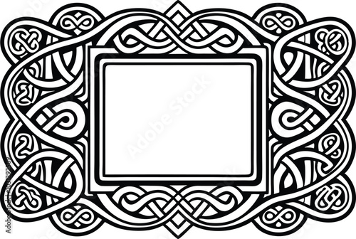 Celtic Vector Frame, Decorative Border Pattern with Irish Knots for Greeting Cards and Invitations illustration on white background.