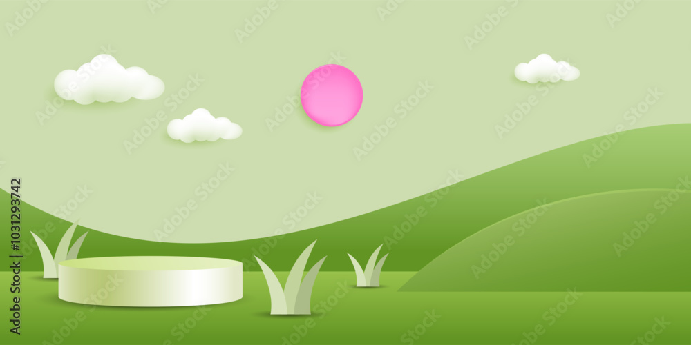 Fototapeta premium 3d product podium nature landscape banner background.