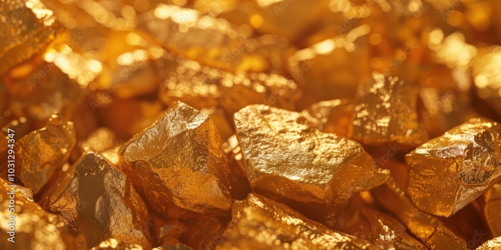 Close-up of shiny gold nuggets with bright reflections. Wealth and luxury concept for poster or editorial use. Close-up of shiny gold nuggets with bright reflections. Wealth and luxury concept for poster or editorial use.