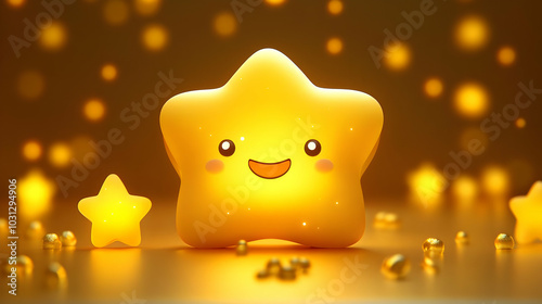 A cheerful glowing star wit...