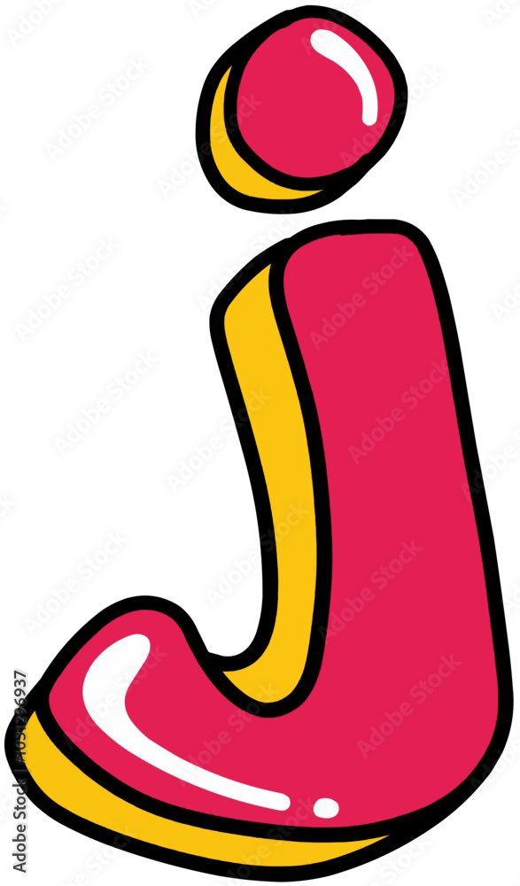 Hand Drawn Retro Colored Letter J Hand Drawn Retro Colored Letter J