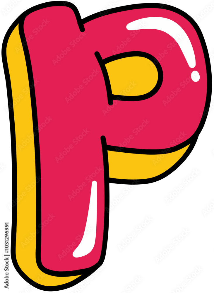 Hand Drawn Retro Colored Letter P Hand Drawn Retro Colored Letter P
