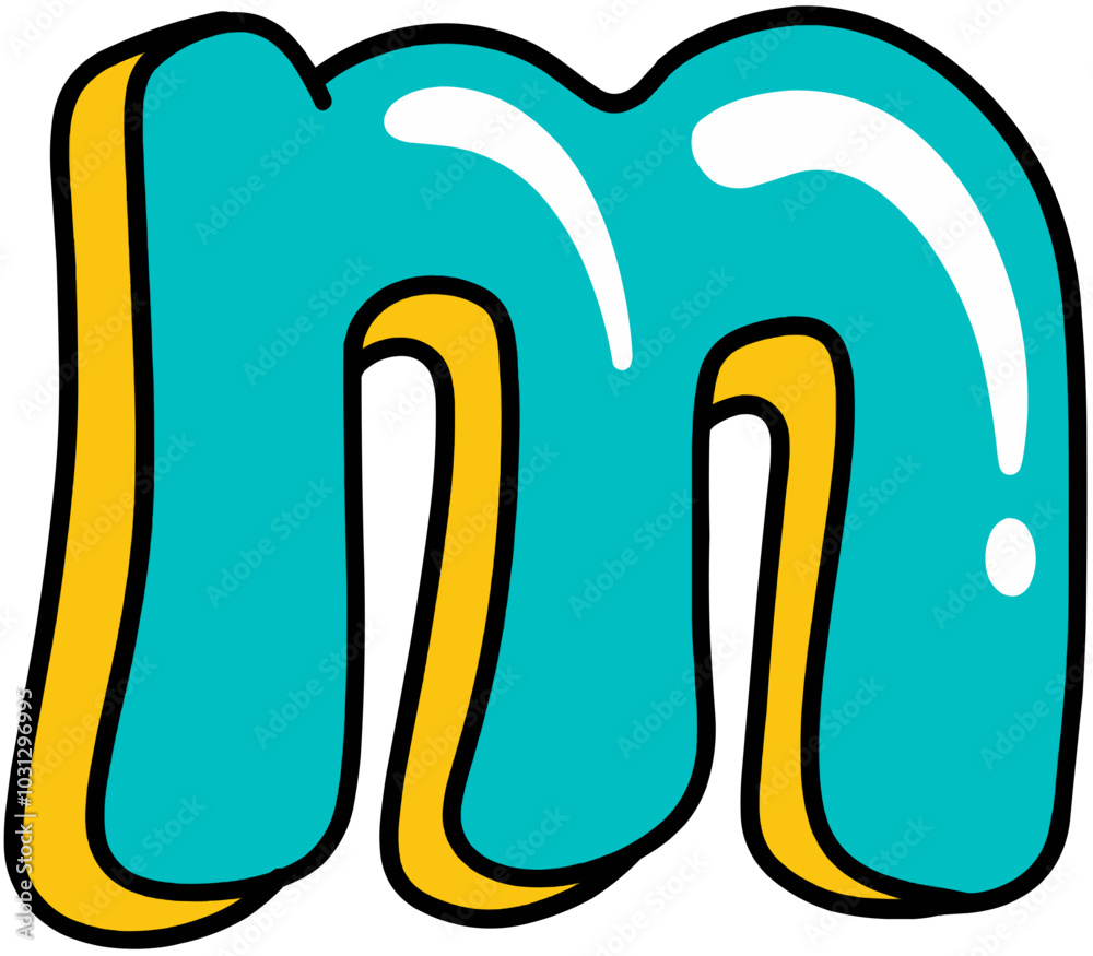 Hand Drawn Retro Colored Letter M