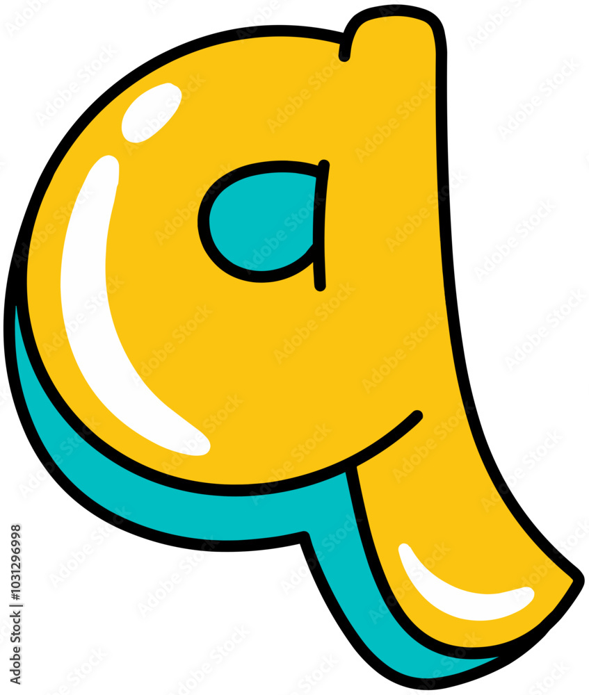 Hand Drawn Retro Colored Letter Q Hand Drawn Retro Colored Letter Q