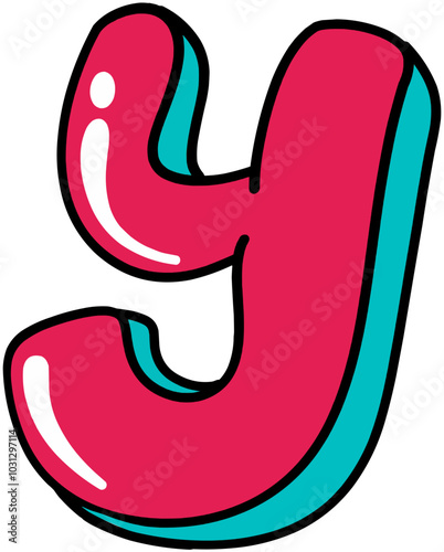 Hand Drawn Retro Colored Letter Y