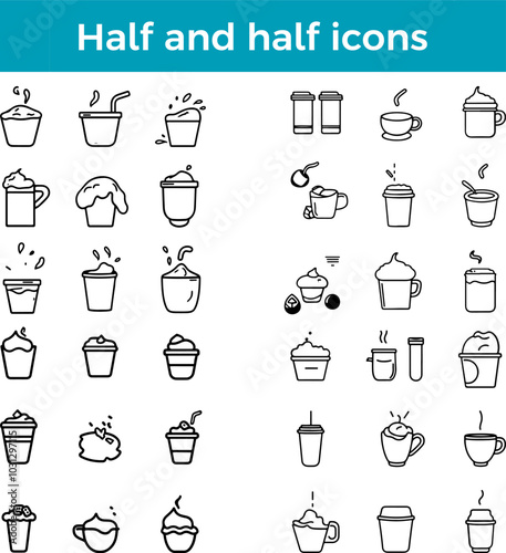 half and half icon dairy blend vector coffee creamer milk cream mix beverage