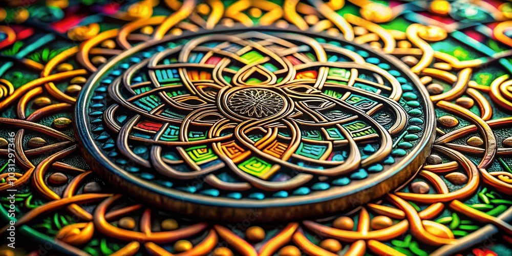 Celtic Knot Mandala in Tilt-Shift Black and White Photography for Unique Art Decor Celtic Knot Mandala in Tilt-Shift Black and White Photography for Unique Art Decor