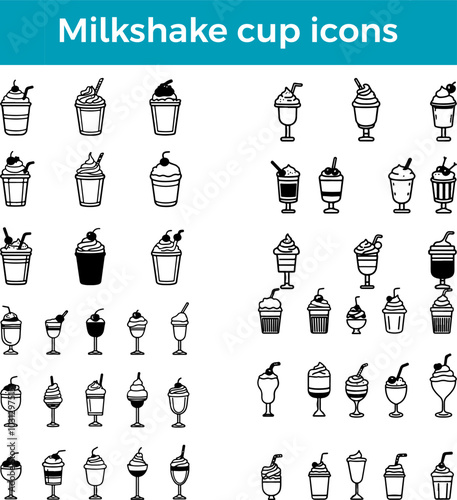 milkshake cup icon creamy beverage vector dessert drink straw ice cream shake