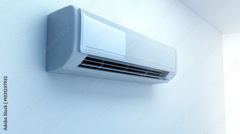 Modern Air Conditioner on White Wall Modern Air Conditioner on White Wall