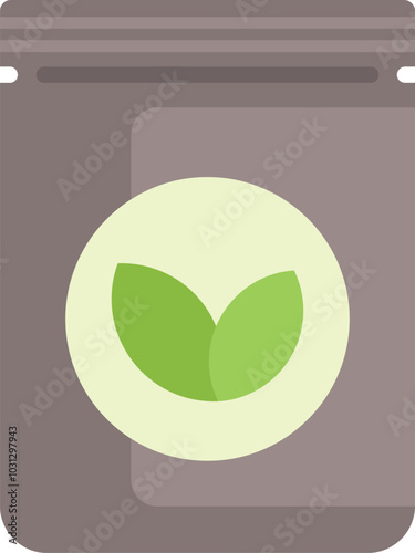 Recyclable brown doypack pouch packaging with zipper for food packaging branding and retail displaying green leaves logo sign